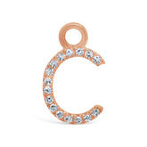 0.05ct 14k Rose Gold Diamond "C" Hoop Charm
